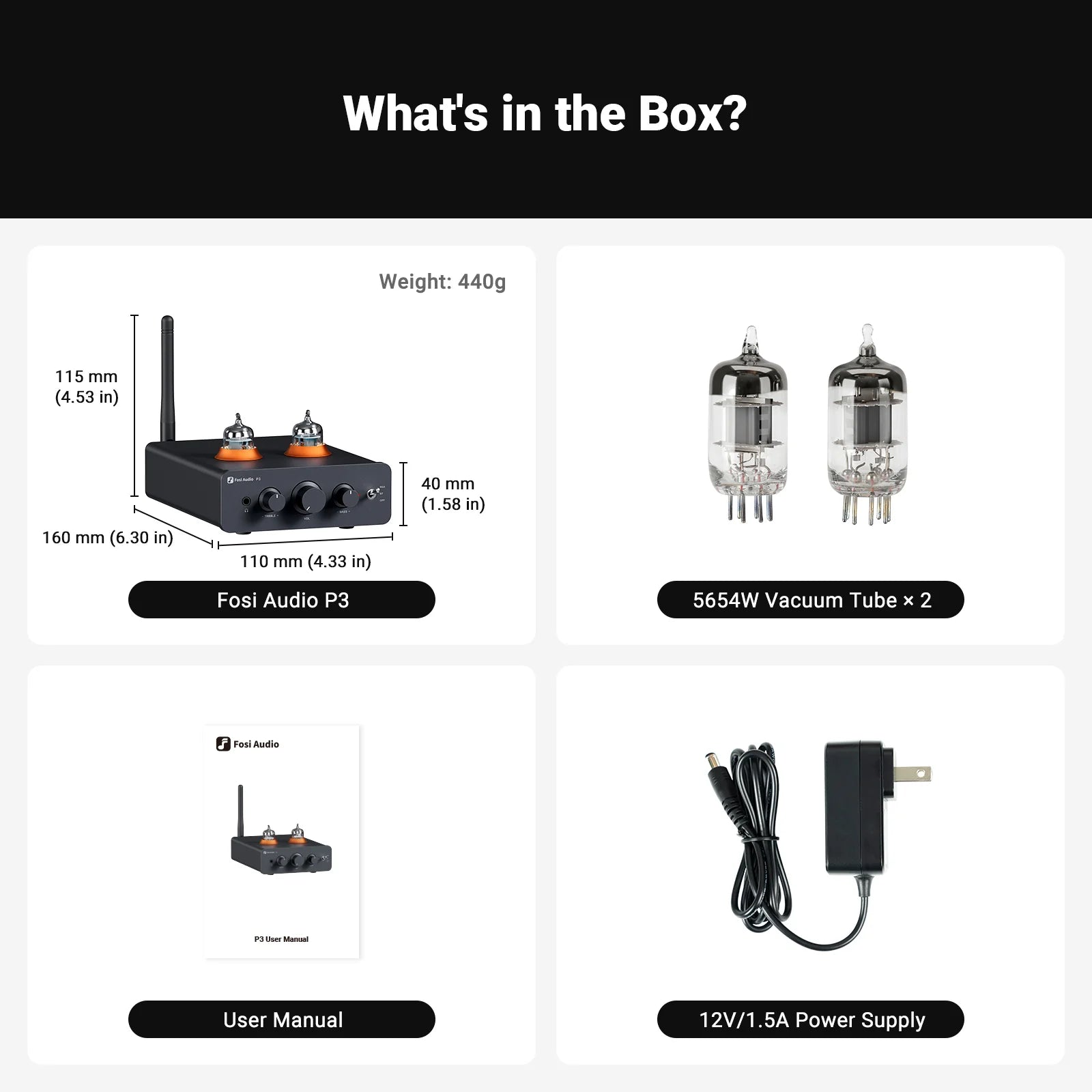 Fosi Audio P3 Bluetooth Vacuum Tube Preamplifier and Headphone Amplifier
