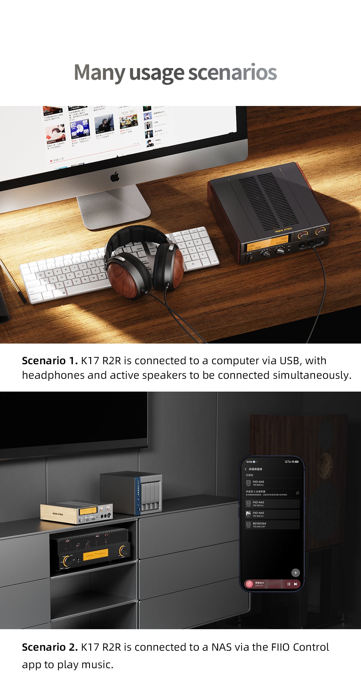 Fiio K17 R2R Premium All-in-One DAC Headphone Amplifier and Streamer