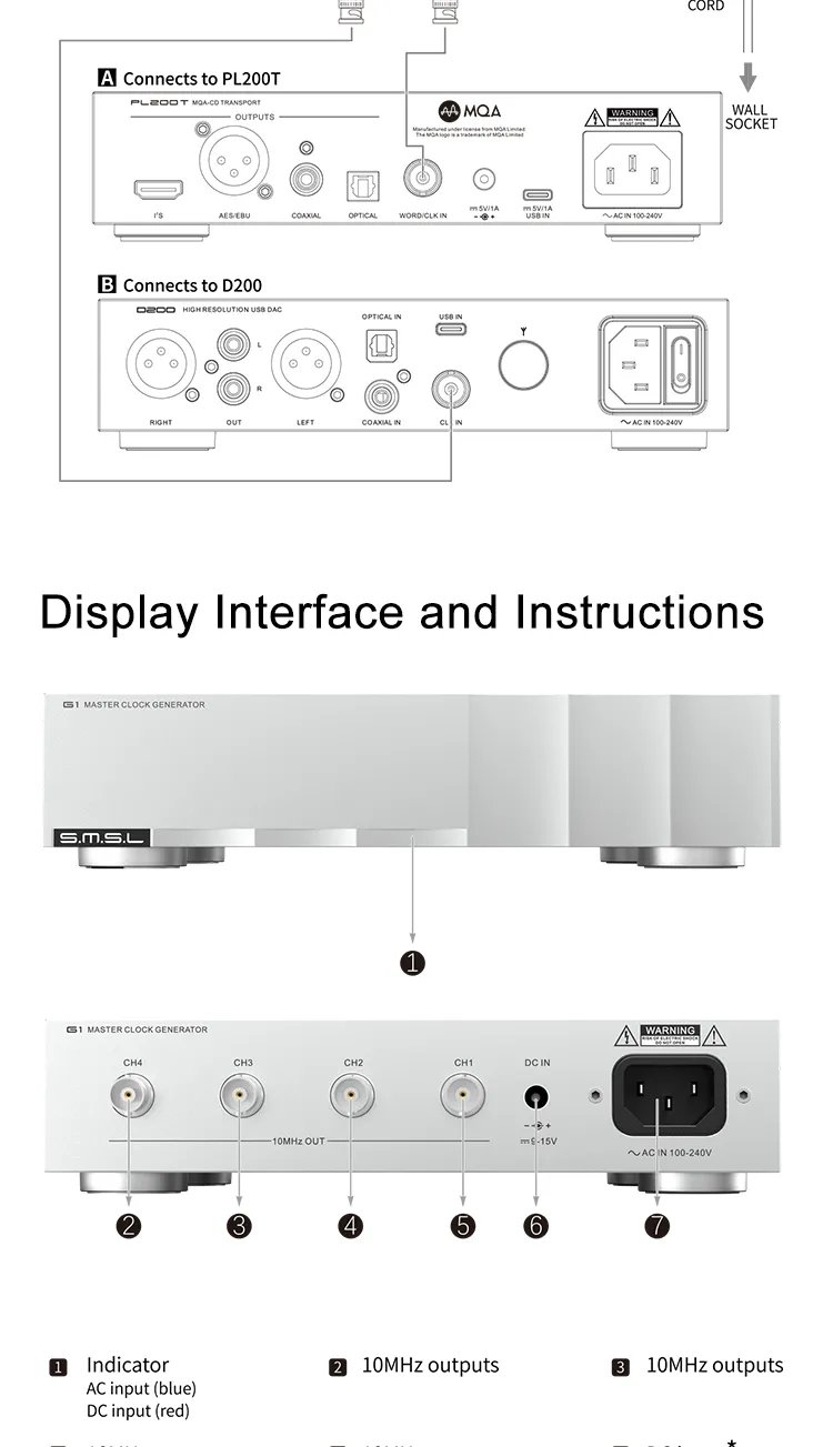 SMSL G1 - External 10Mhz Master Clock Generator for D200 PL200T