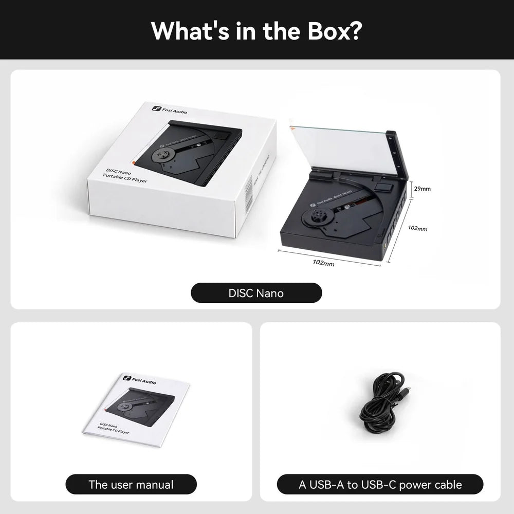 Fosi Audio DISC Nano Ultra-Compact Portable CD Player
