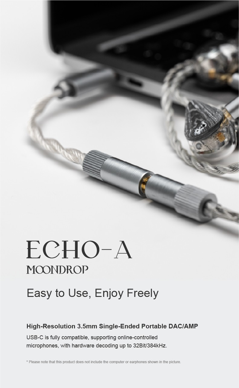 Moondrop Echo A / B - 32Bit/384kHz Portable USB DAC & AMP with MIC & Balanced Output, DSP