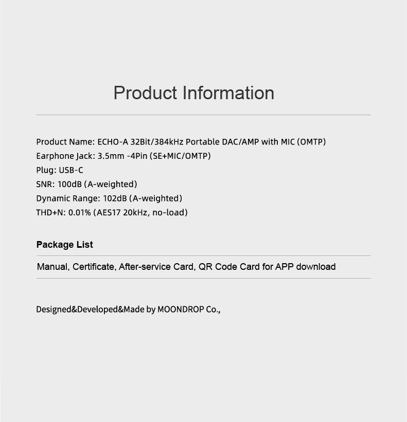 Moondrop Echo A / B - 32Bit/384kHz Portable USB DAC & AMP with MIC & Balanced Output, DSP