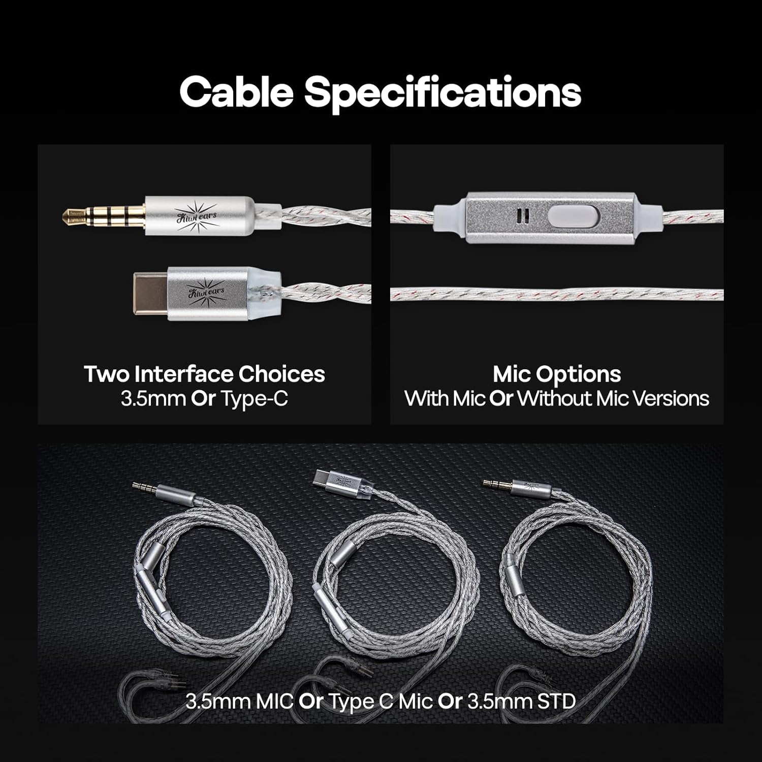 Kiwi Ears Belle 10mm DLC Dynamic Driver in-Ear Monitor (IEM), CNC Machined Chassis, Dual Silver-Plated Cables