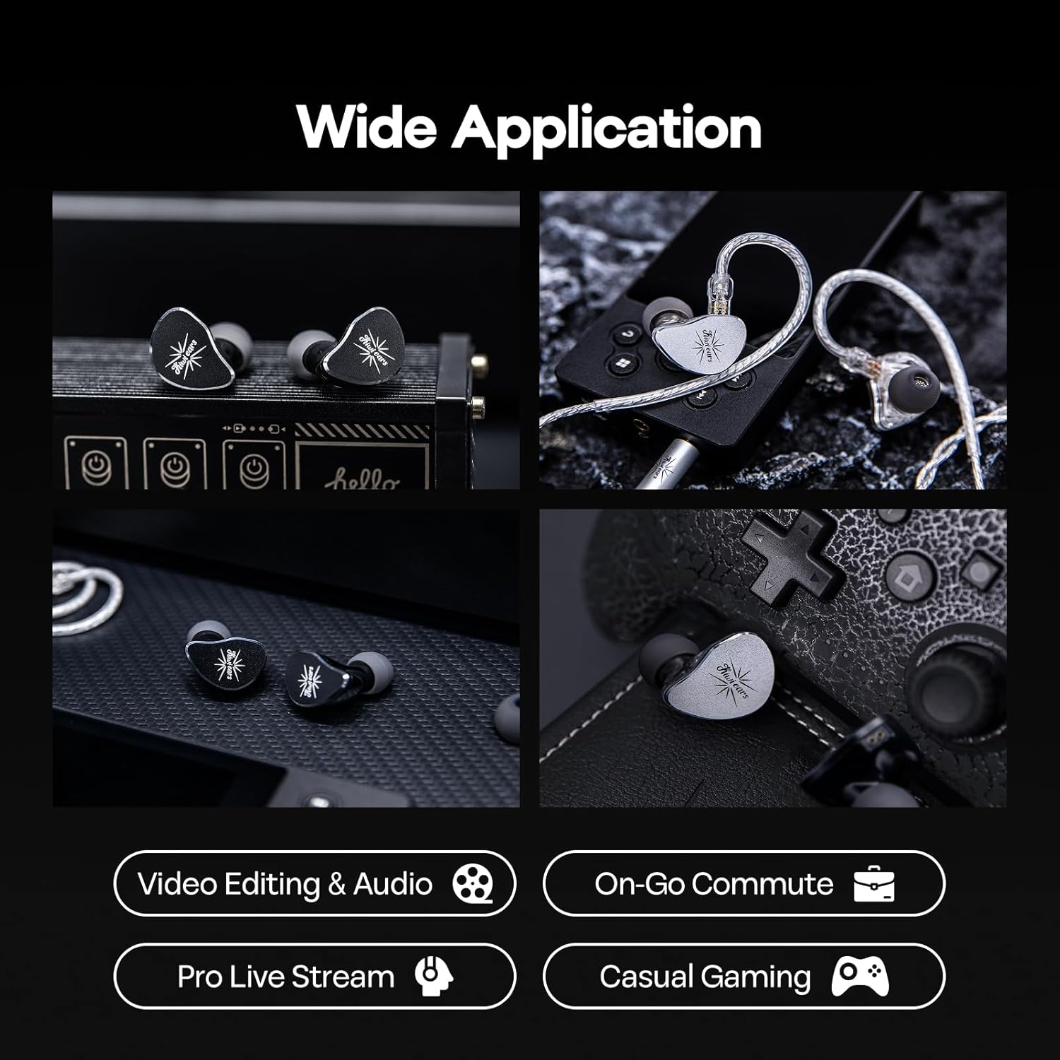 Kiwi Ears Belle 10mm DLC Dynamic Driver in-Ear Monitor (IEM), CNC Machined Chassis, Dual Silver-Plated Cables