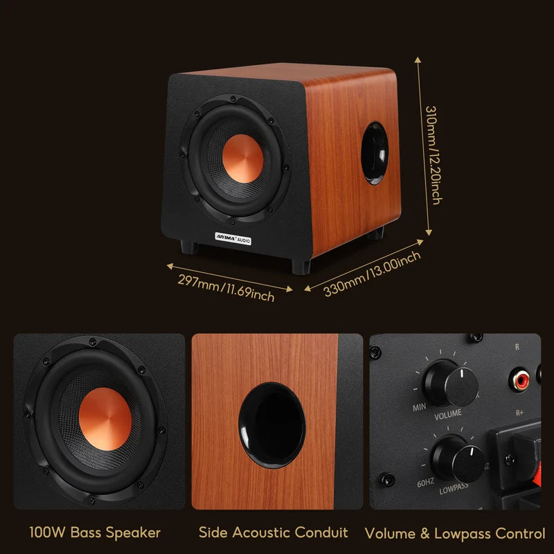 AIYIMA 800X 8-Inch 100W Active Powered Subwoofer LFE RCA speaker input