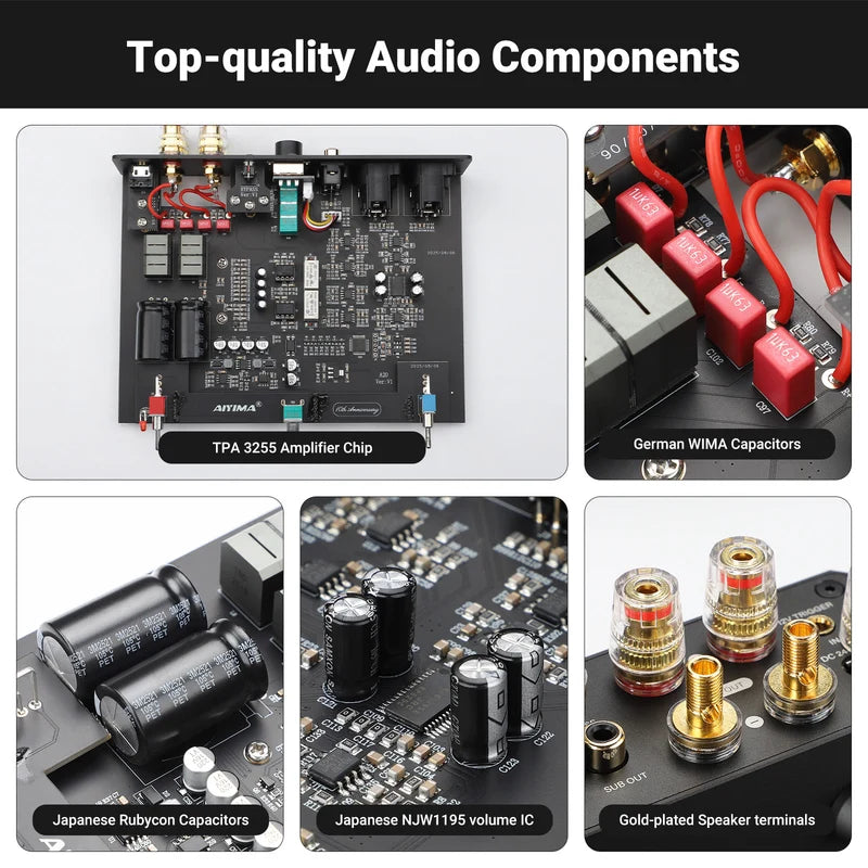 AIYIMA A20 Balanced Stereo Hi-Fi Speaker power amplifier passive speakers UK plug