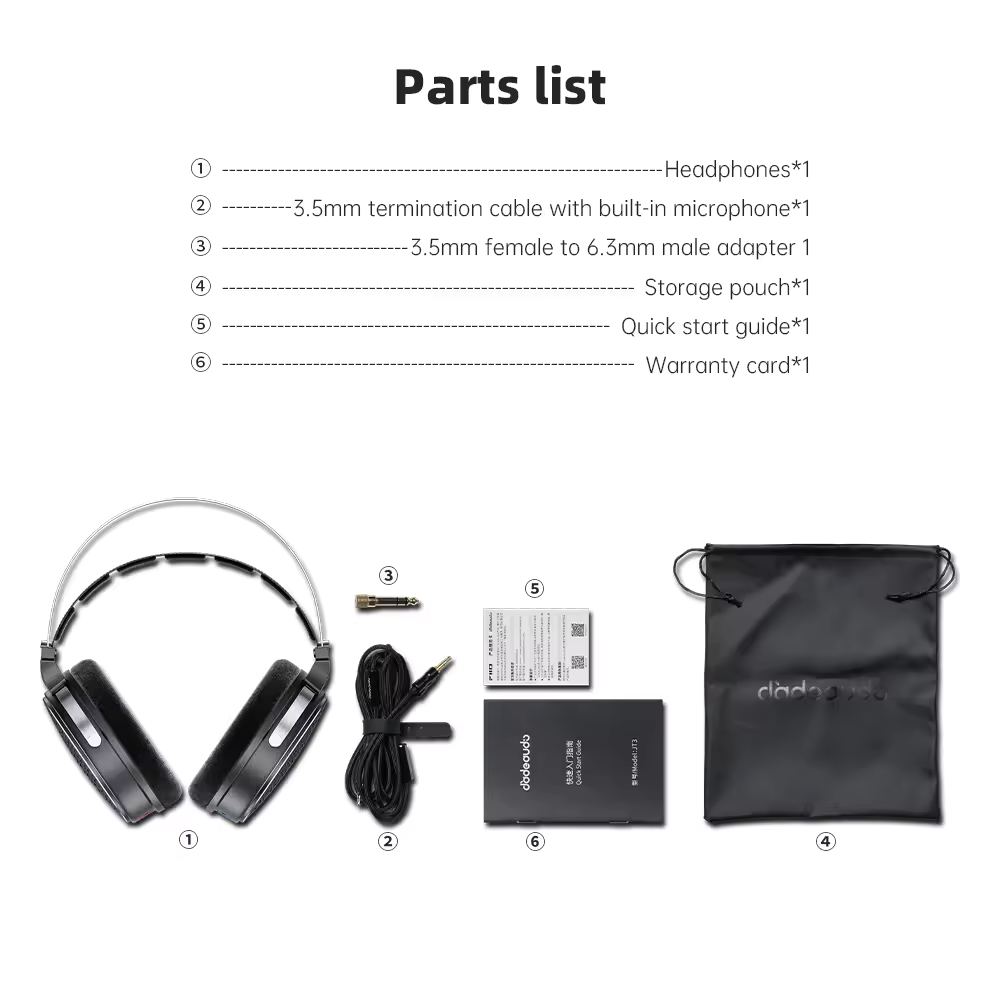 FiiO Jade Audio JT3 Over-Ear Headphone | 50mm Dynamic Driver |