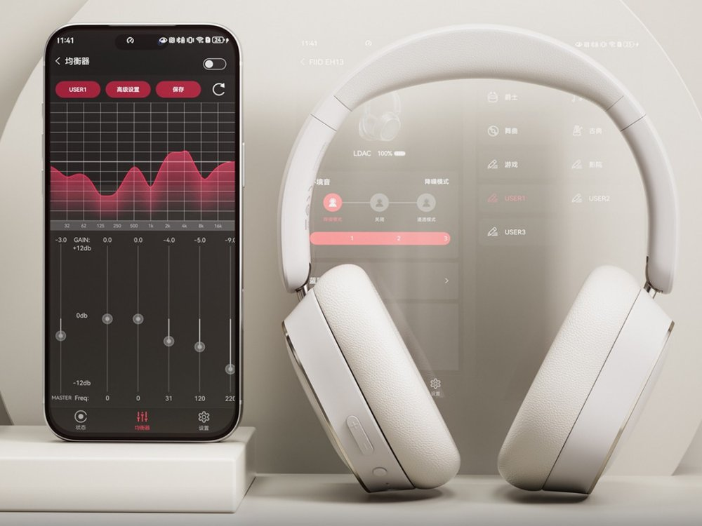 FiiO EH13 Bluetooth Noise Cancelling Over-Ear Headphones with LDAC & EQ Customization