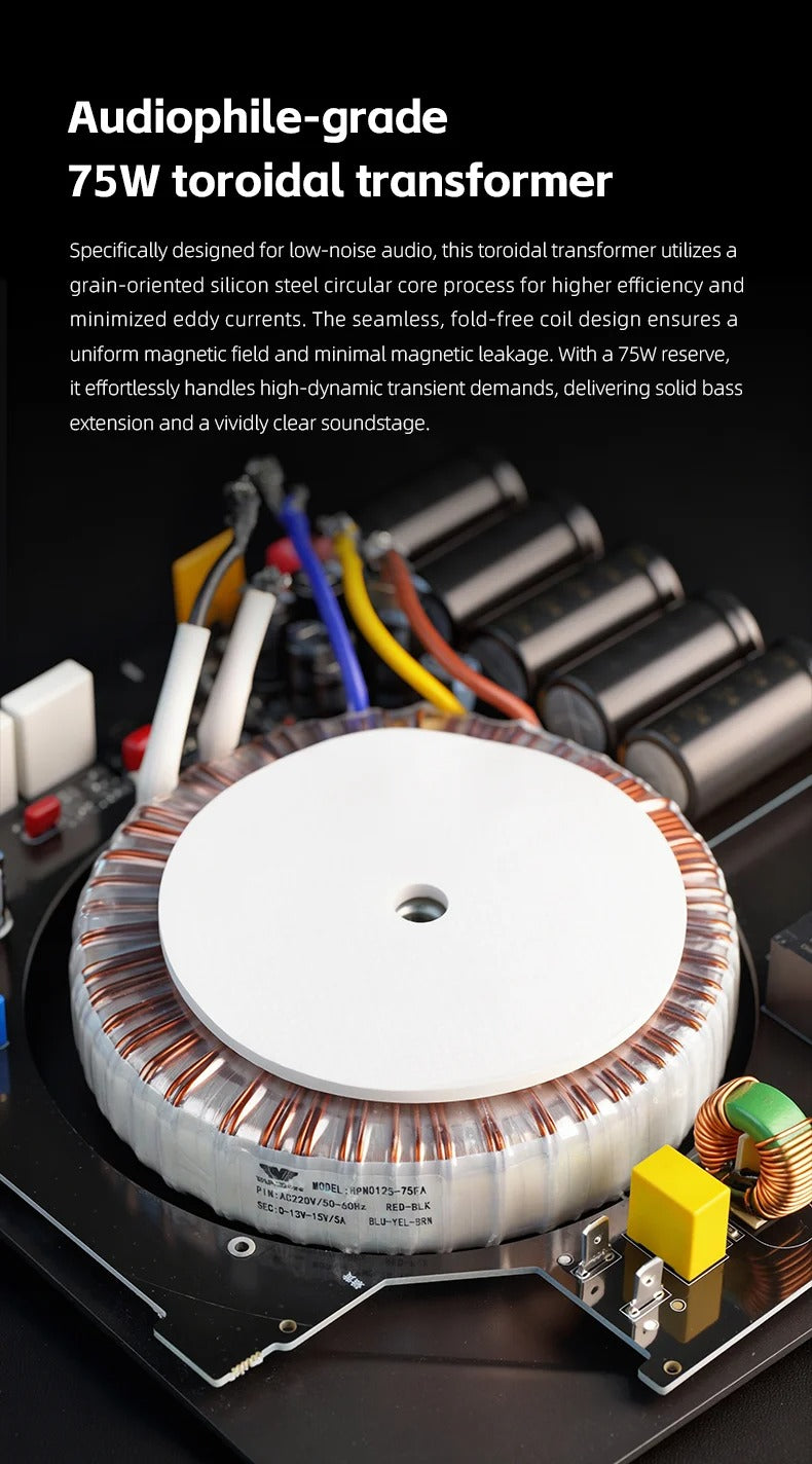 FiiO DARKSIDE PRO Low-Noise Regulated Linear Power Supply | 75W Power & Dual High Current MOSFET