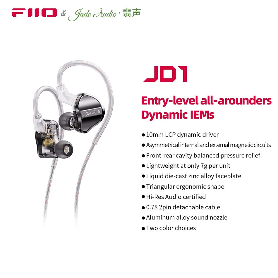 Fiio JD1 - 10mm LCP Diaphragm Dynamic Driver Hi-Res Audio IEM Earphone
