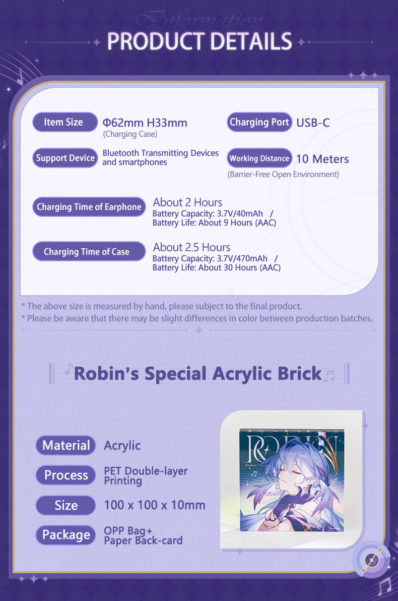 MOONDROP x Honkai Star Rail - ROBIN True Wireless Stereo TWS Earbud (ENG)
