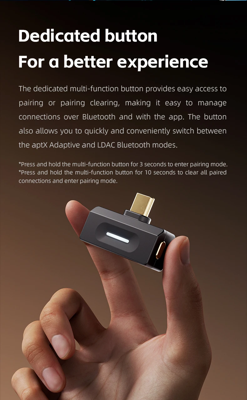 FiiO Air Link Type-C Bluetooth Transmitter BT6.0 for Mobile to Wireless Headphones LDAC AptX Adaptive