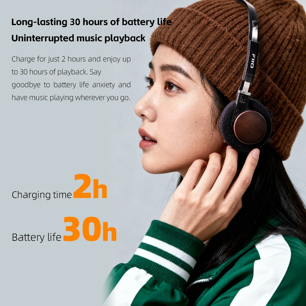 FiiO EH11 Retro On-Ear Bluetooth Headphones, LDAC Hi-Res Wireless with Built-in Mic