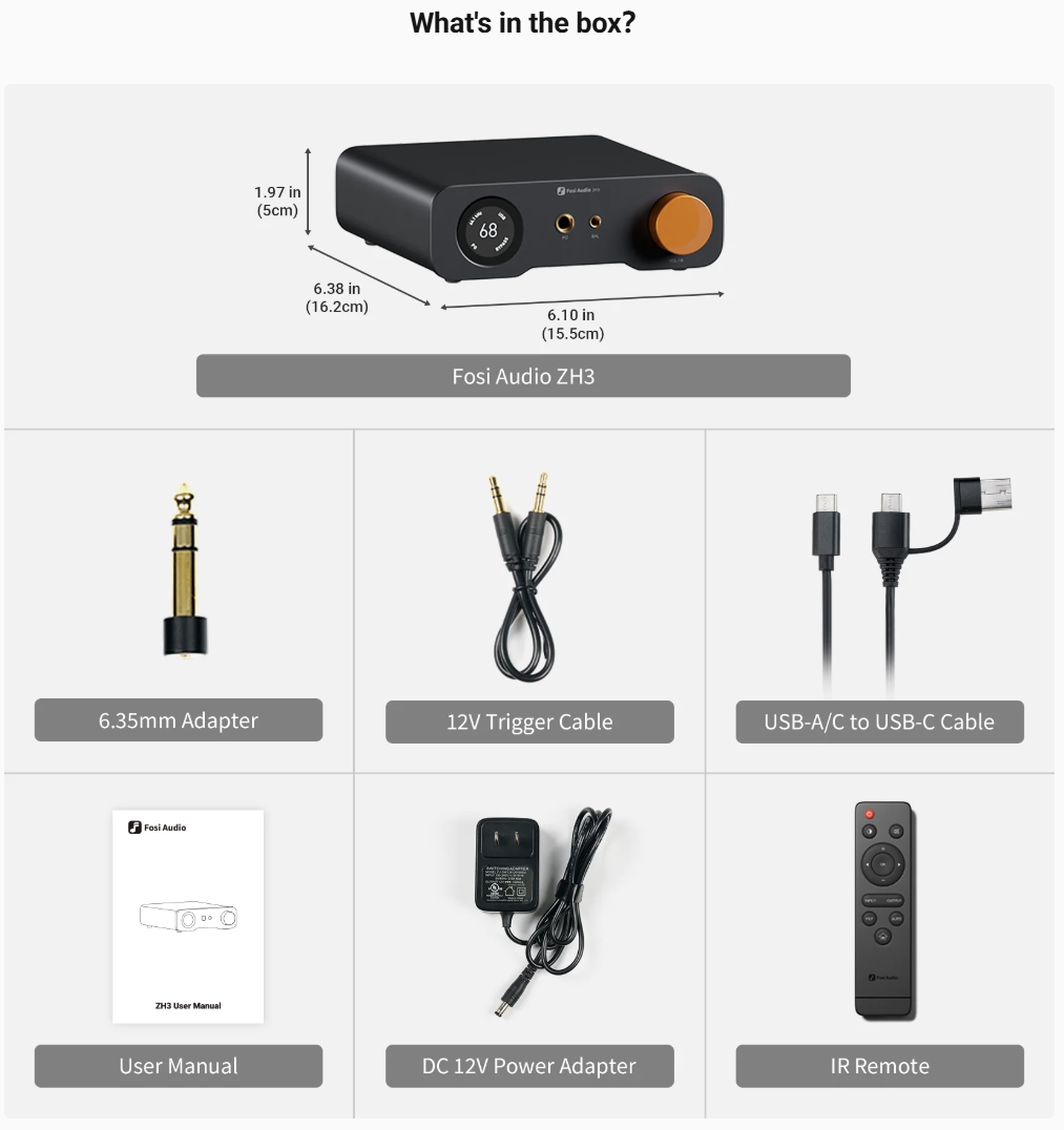 Fosi Audio ZH3 - AKM 4493SEQ Fully Balanced DAC and Headphone Amplifier