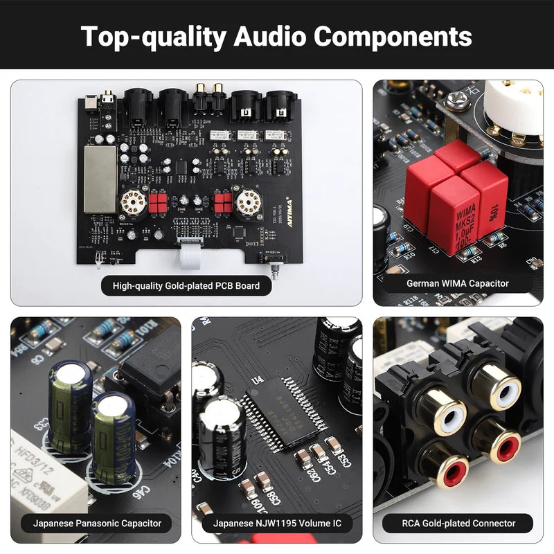 AIYIMA T20 Fully Balanced Hi-Fi Tube Preamplifier audio passive speakers UK plug