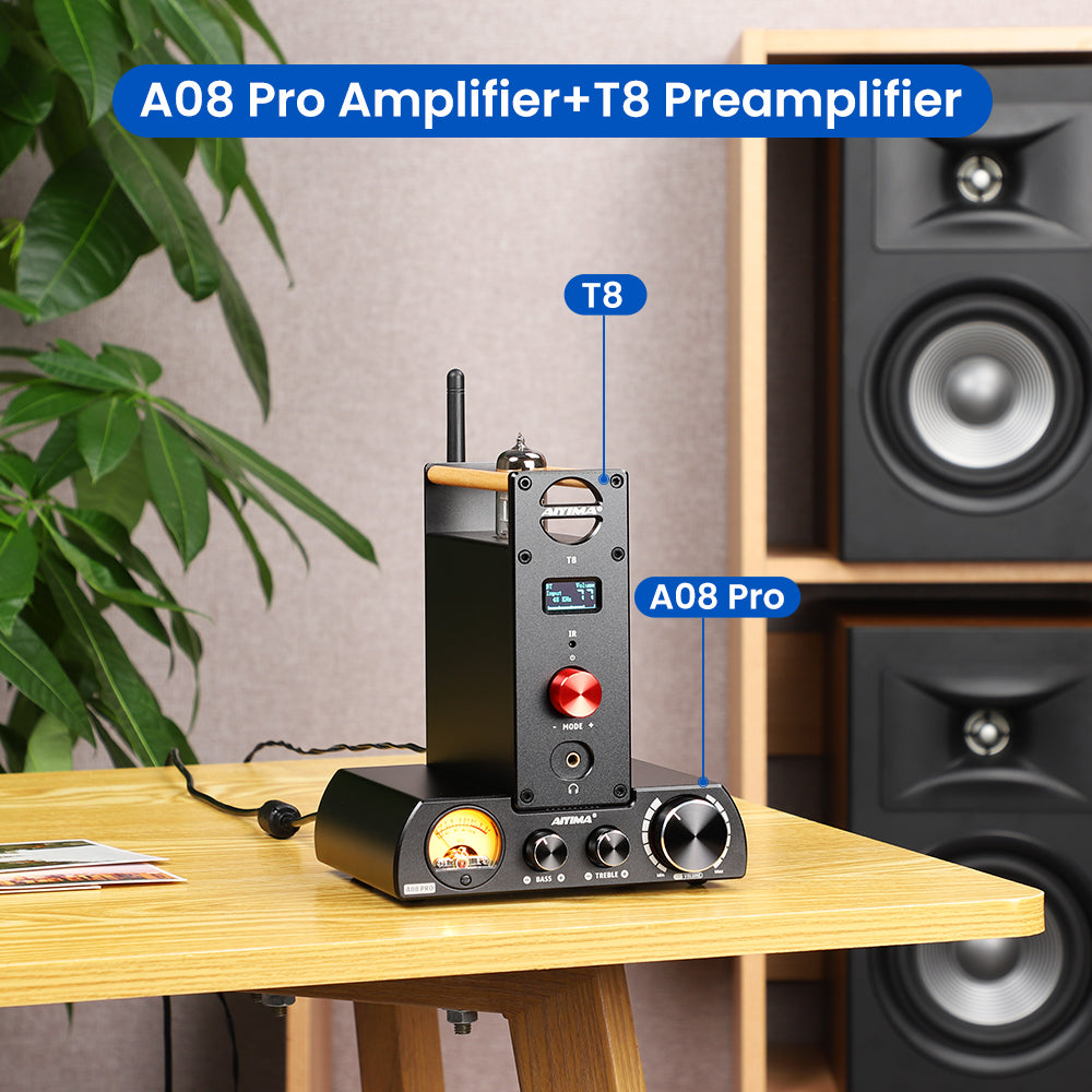 AIYIMA A08 Pro Wireless/Wired Power Amplifier (4-8Ω) for Passive Speakers (include Power Adapter)