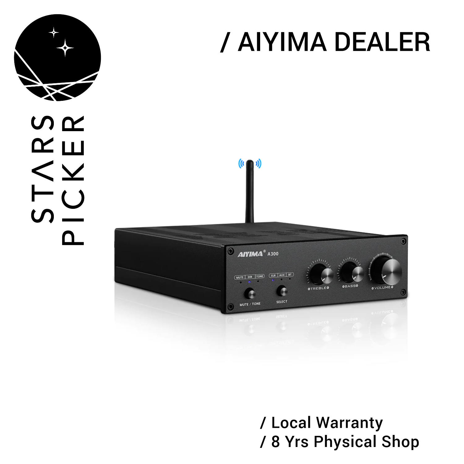 Aiyima A300 Wireless/Wired Power Amplifier (4-8Ω) for Passive Speakers (include Power Adapter)