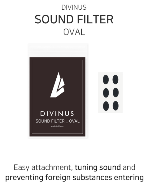 DIVINUS SOUND FILTER OVAL - IEM Earphone Replacement Filter for 3mm x 5mm Nozzle