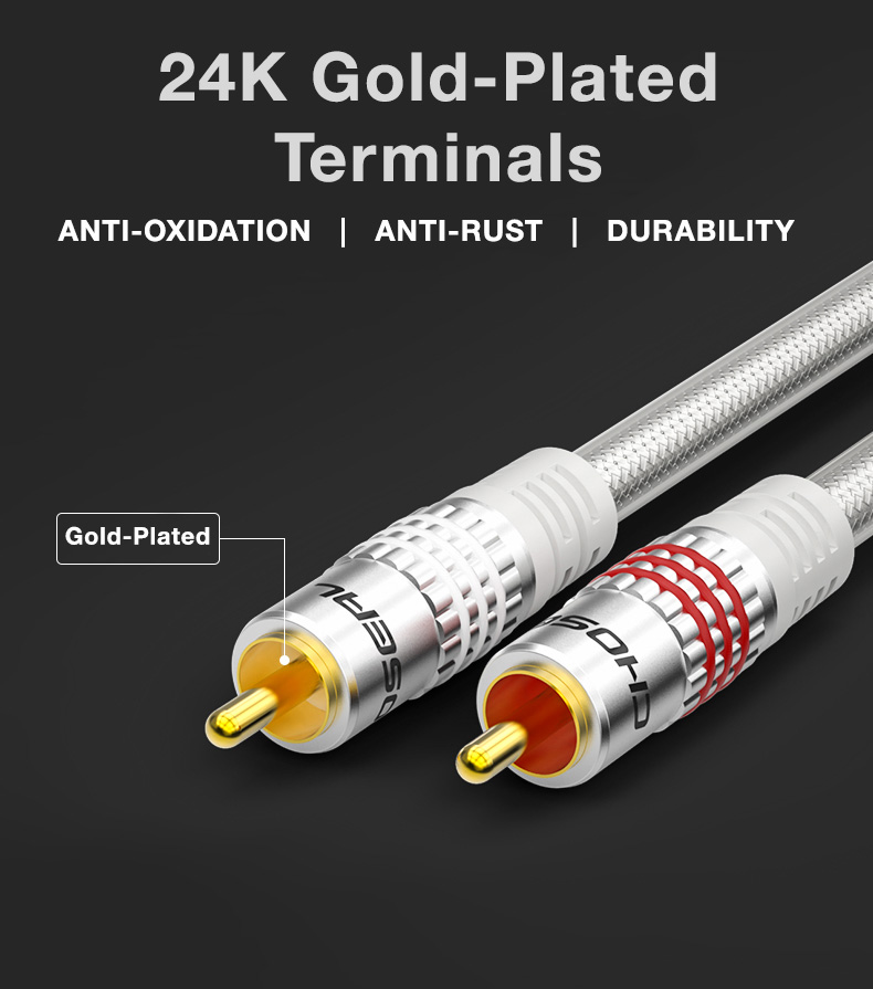 Choseal QS6772 Oxygen Free Copper RCA Cable with Gold Plated Jack For DVD Player TV Speaker Amplifiers