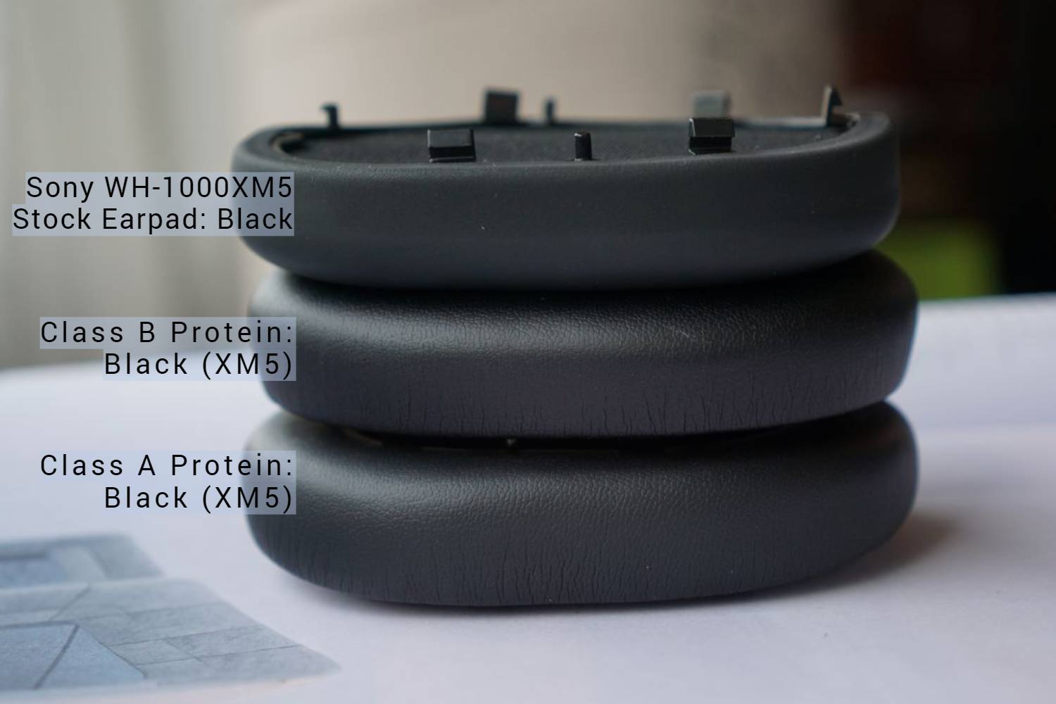 (Class A / B Protein) Sony WH-1000XM5 with Bracket & Foam Filter - Protein Leather Aftermarket Replacement Earpads