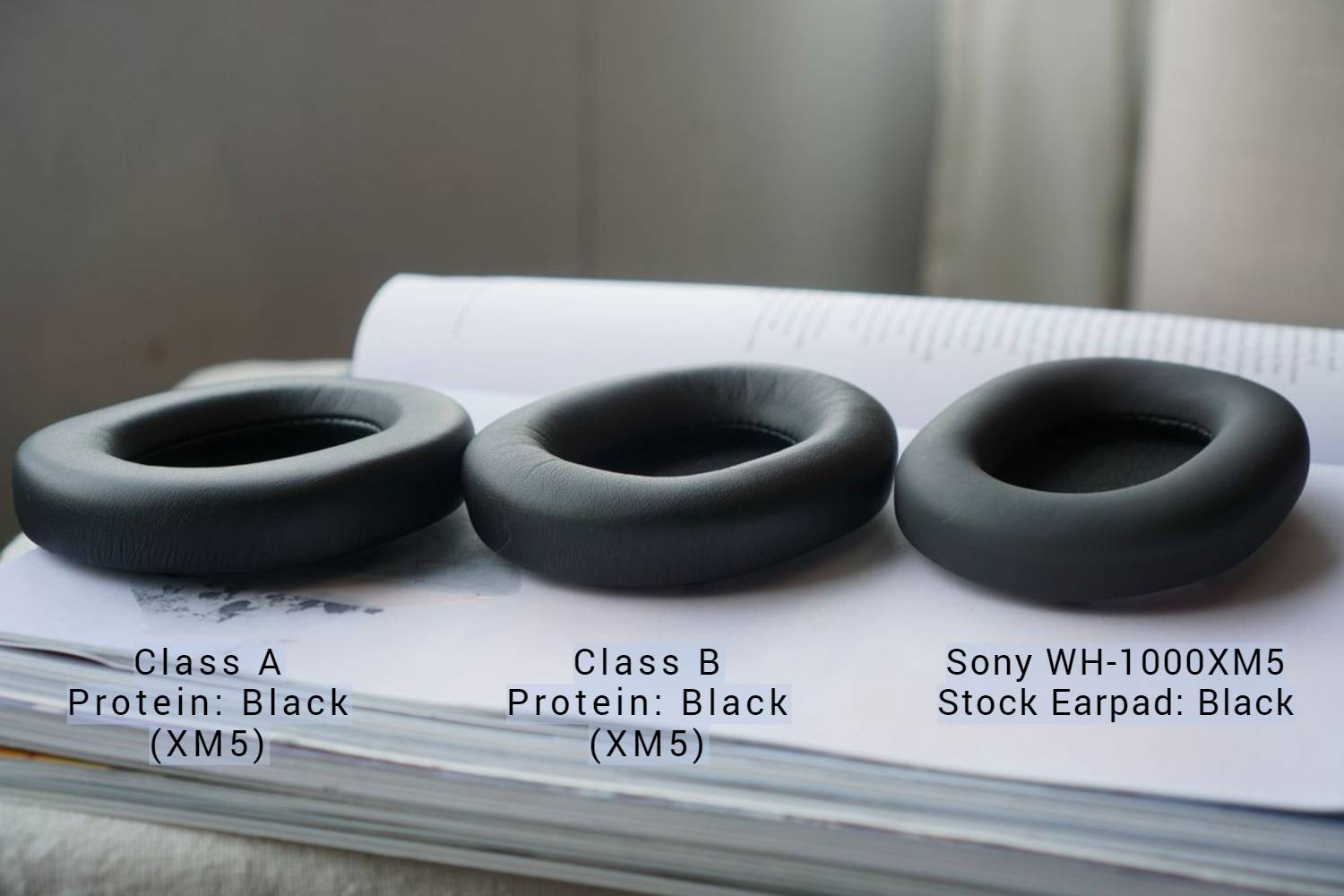 (Class A / B Protein) Sony WH-1000XM5 with Bracket & Foam Filter - Protein Leather Aftermarket Replacement Earpads