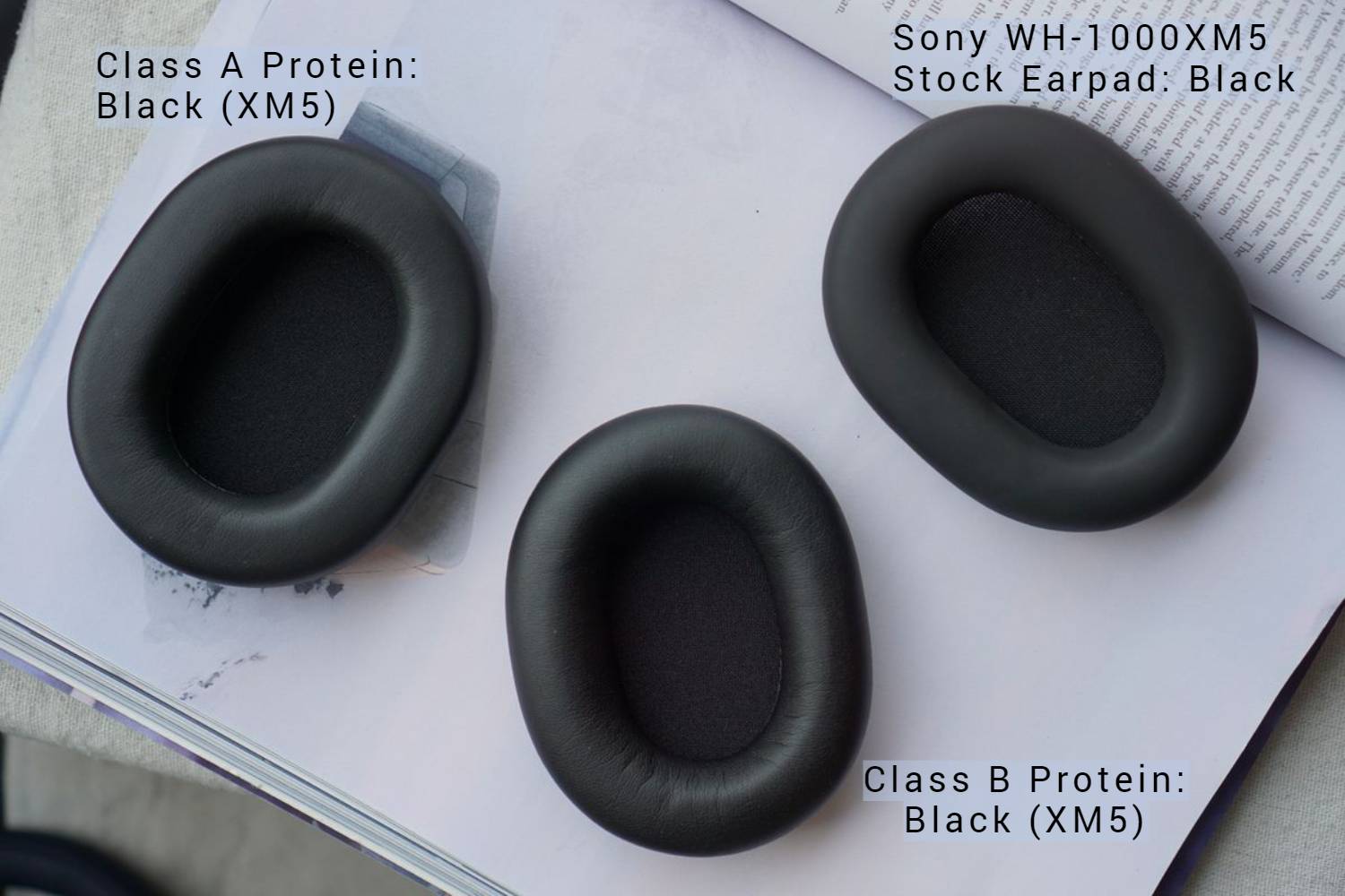 (Class A / B Protein) Sony WH-1000XM5 with Bracket & Foam Filter - Protein Leather Aftermarket Replacement Earpads