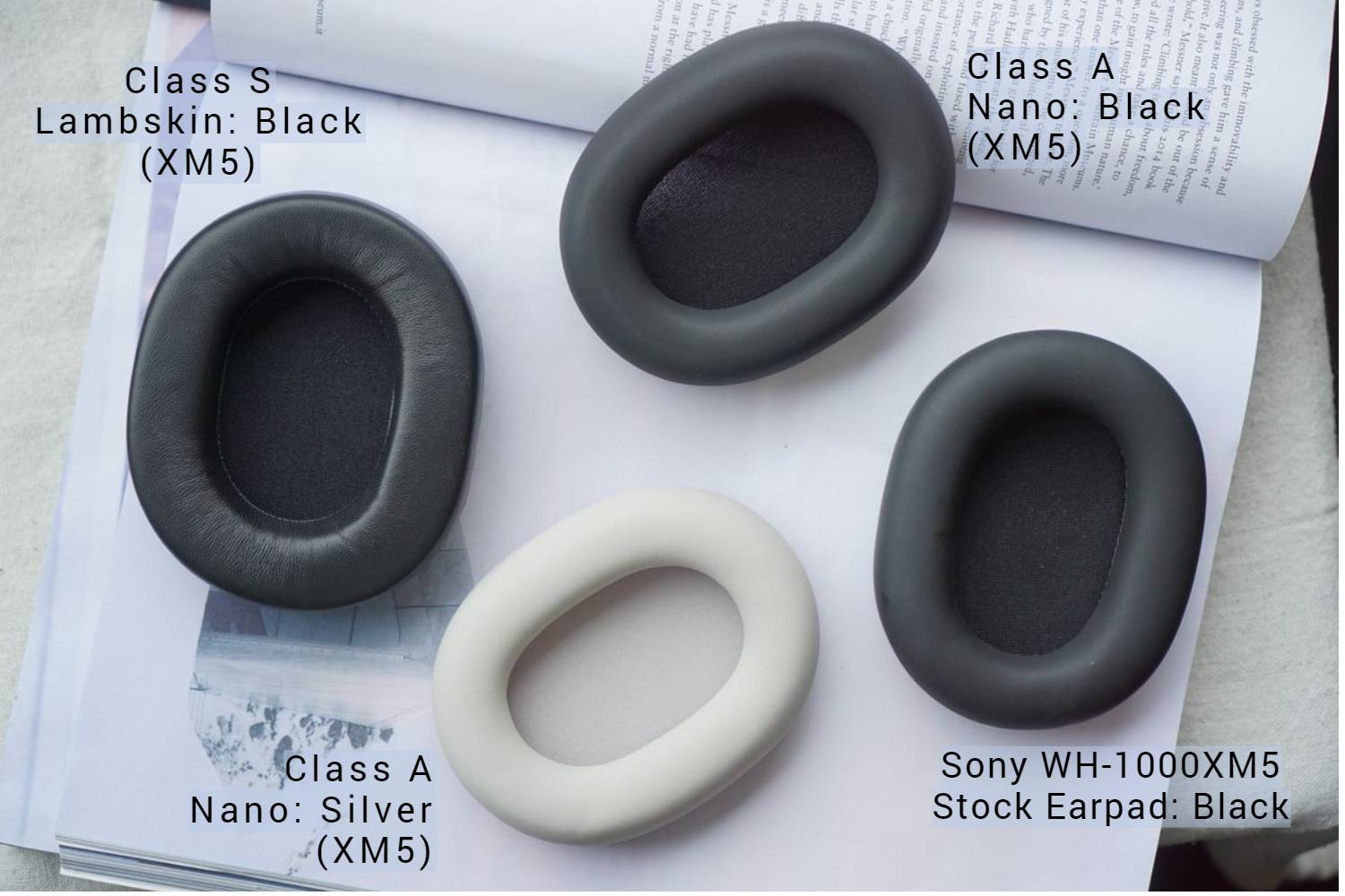 (Class S Lambskin / Class A Nano) Sony WH-1000XM5 Lambskin / Nano Leather Aftermarket Replacement Earpads