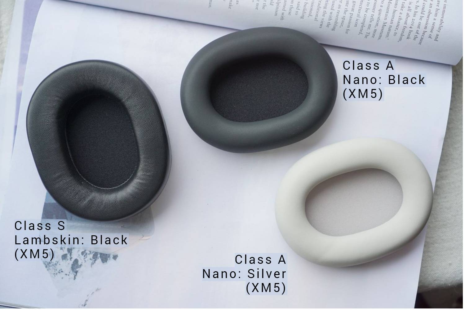 (Class S Lambskin / Class A Nano) Sony WH-1000XM5 Lambskin / Nano Leather Aftermarket Replacement Earpads