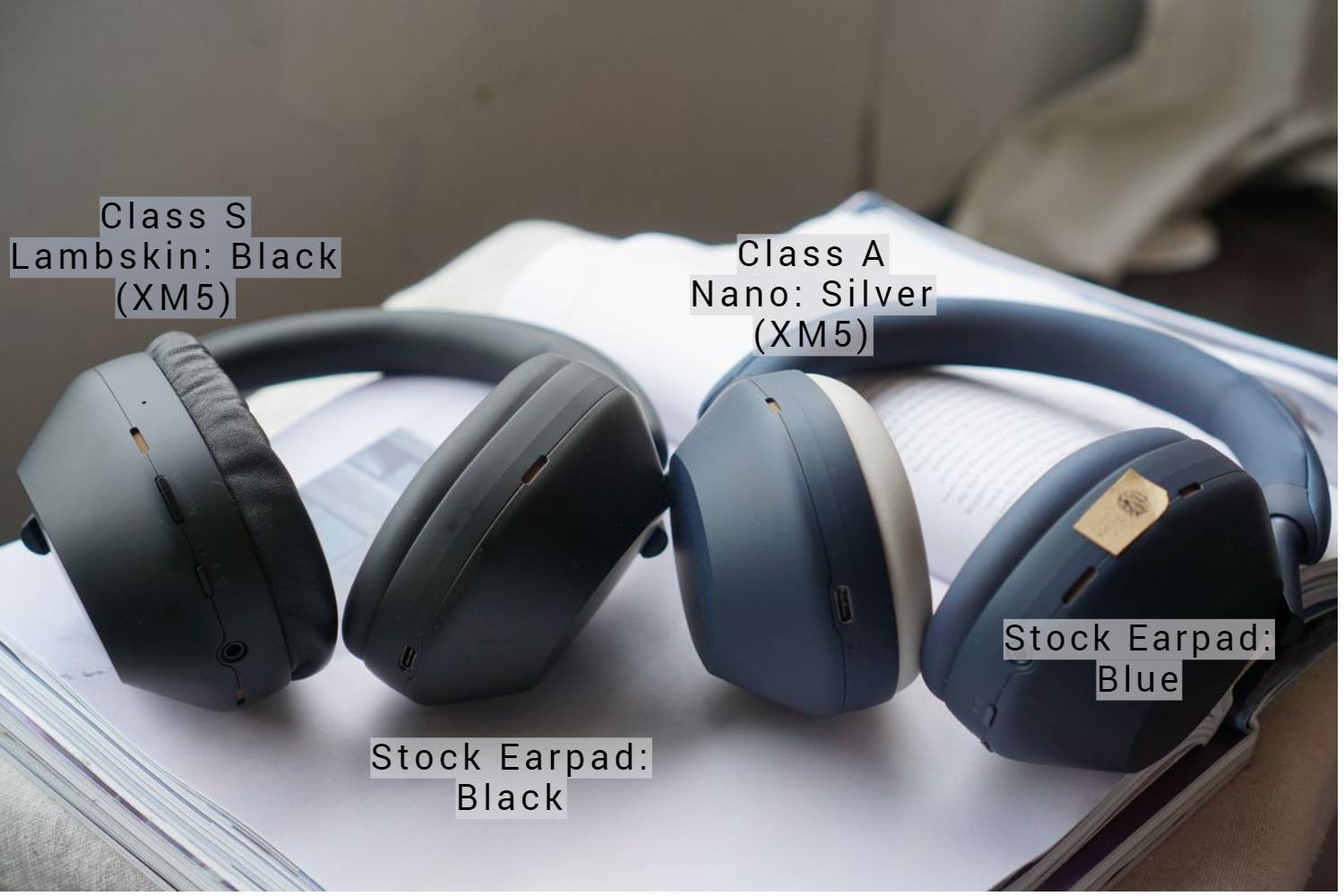 (Class S Lambskin / Class A Nano) Sony WH-1000XM5 Lambskin / Nano Leather Aftermarket Replacement Earpads