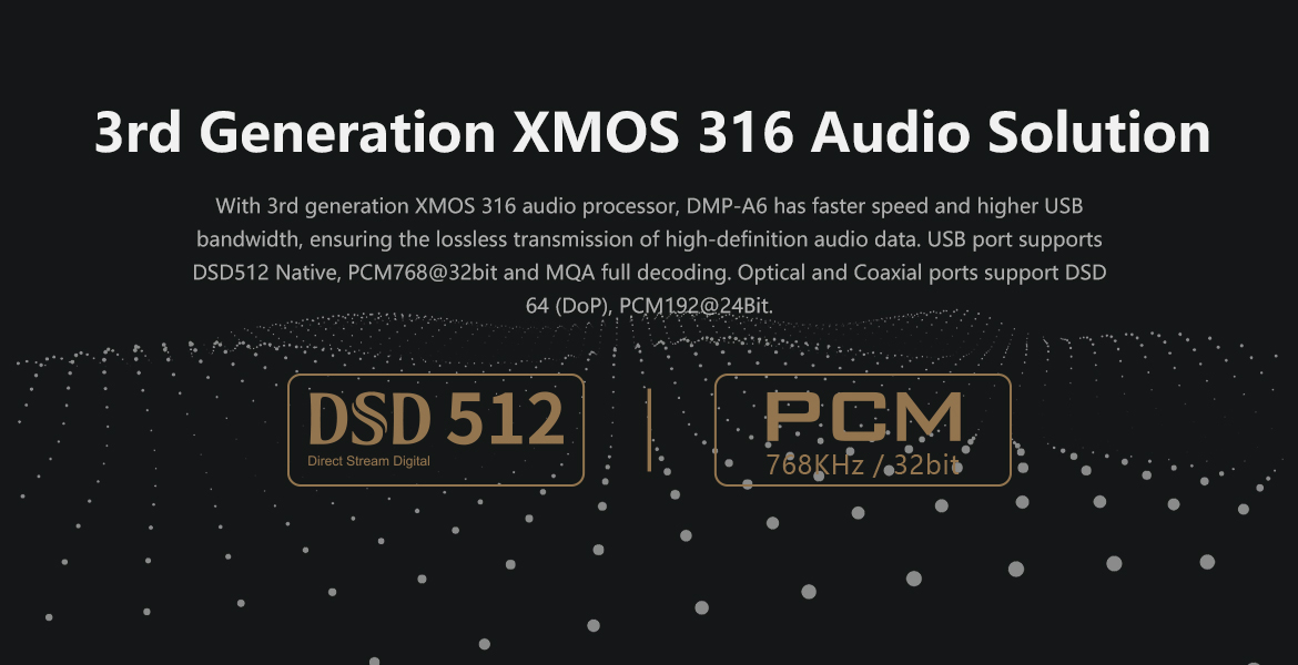 EVERSOLO DMP A6 Streamer & 2x ES9038Q2M DAC with FULL MQA DECODING, DSD512 Native, PCM768KHz / M.2 NVME 3.0 SSD /