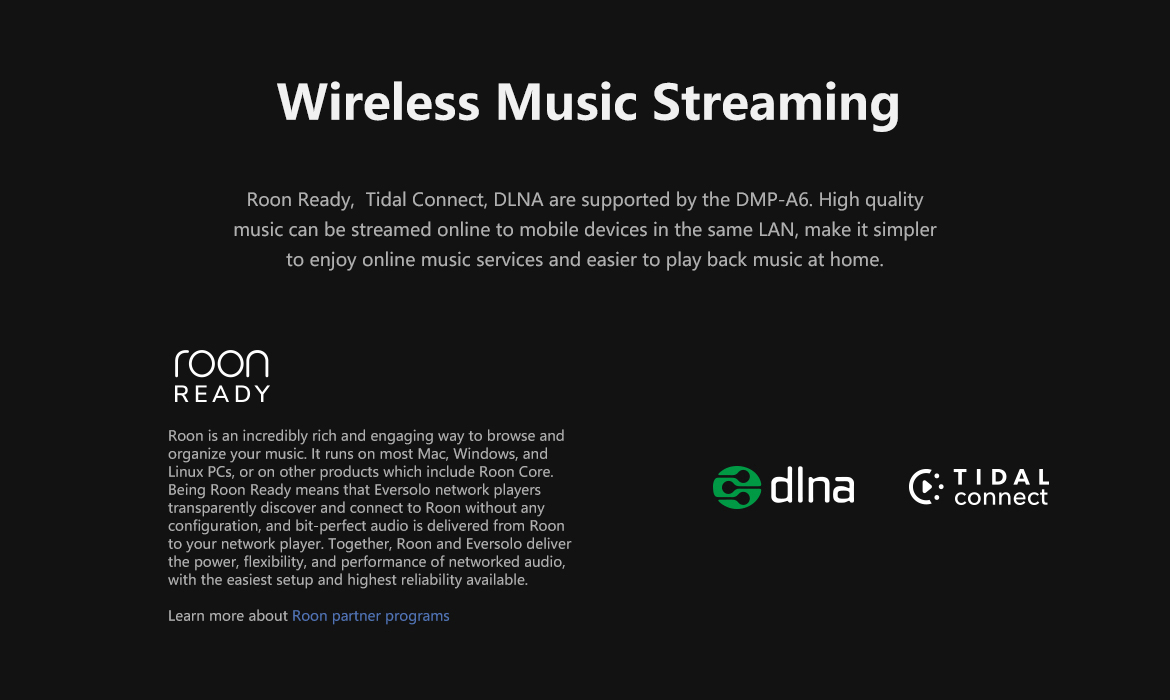 EVERSOLO DMP A6 Streamer & 2x ES9038Q2M DAC with FULL MQA DECODING, DSD512 Native, PCM768KHz / M.2 NVME 3.0 SSD /