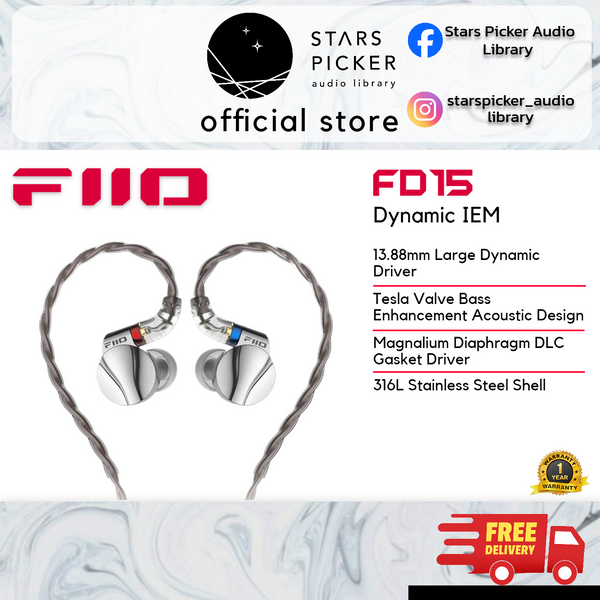 PM BEST PRICE) Fiio FD15 Dynamic Driver IEM Earphones Stainless Steel