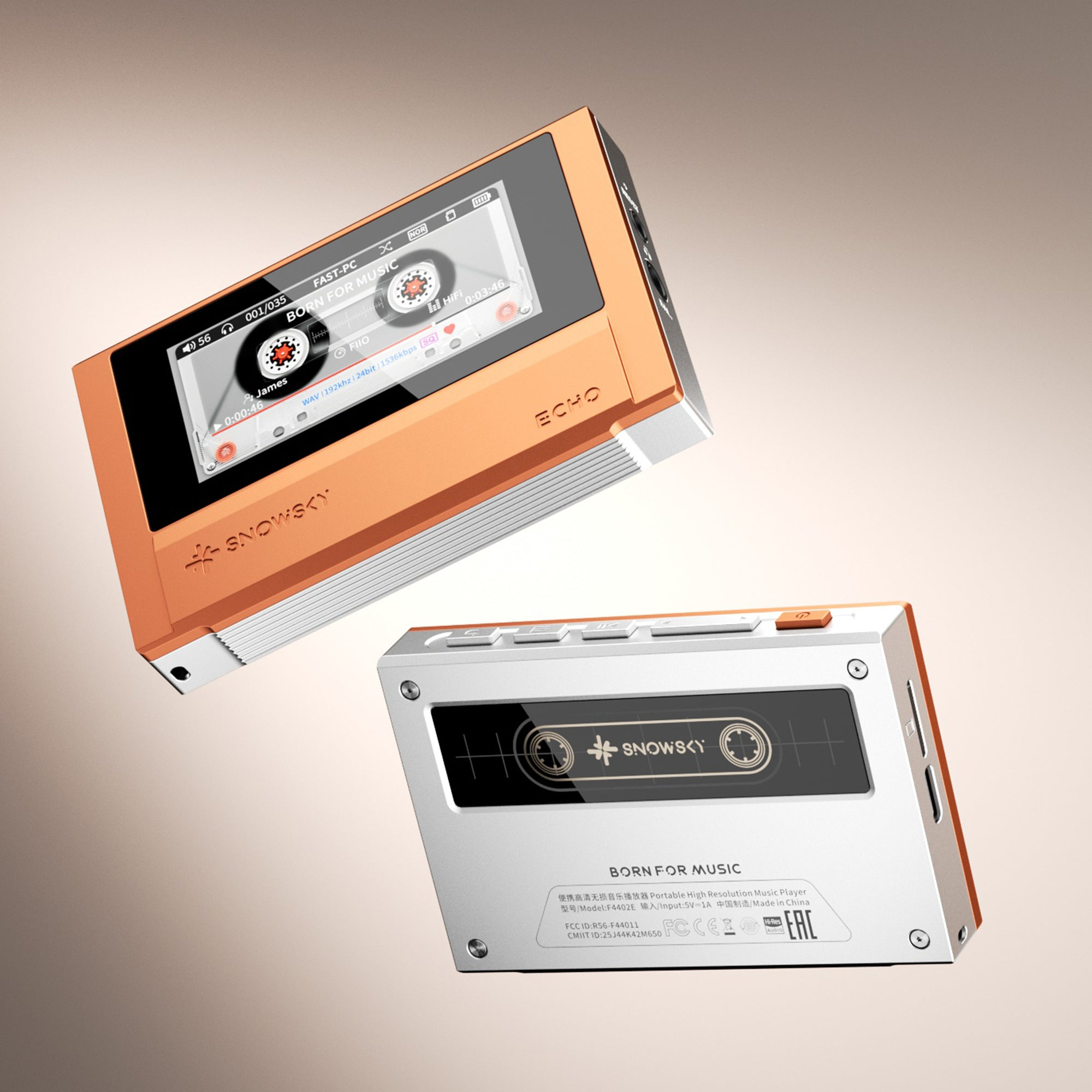 FiiO SNOWSKY ECHO – Portable Hi-Res Lossless Music Player, Dual CS43198, 3.5mm & 4.4mm Output, Bluetooth 5.3, DSD256