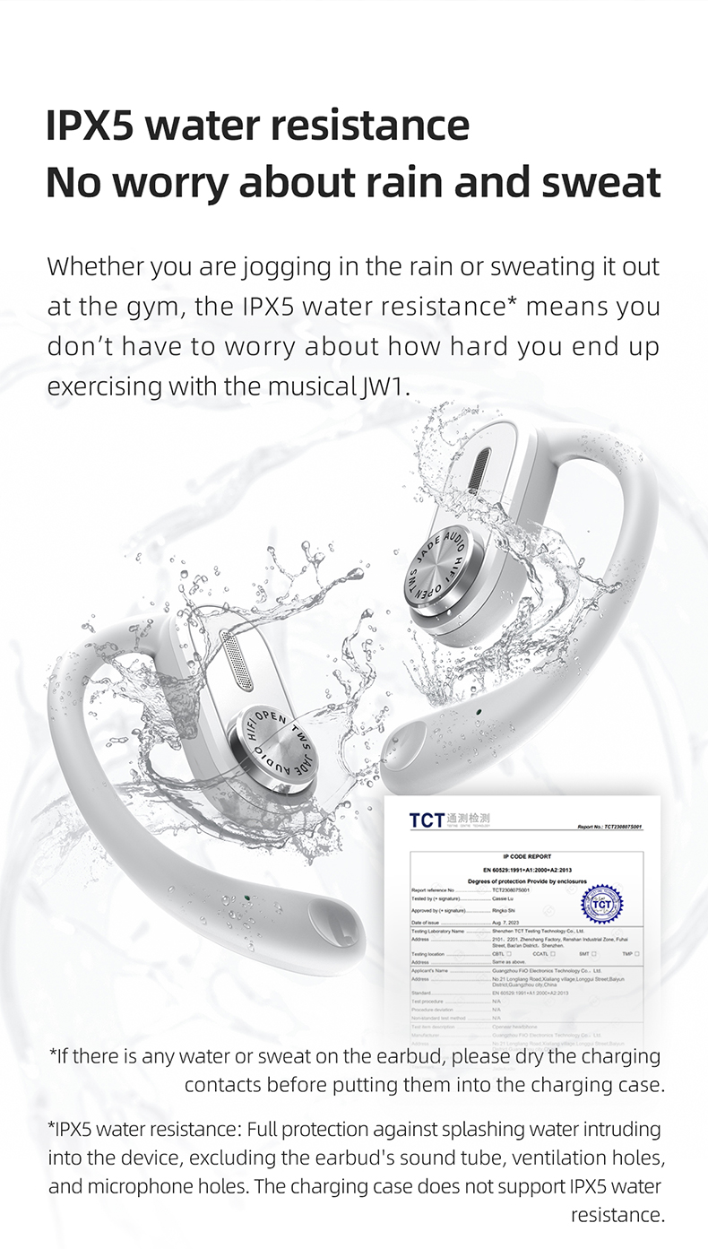 Fiio JW1 Open True Wireless Bluetooth Earbuds Water Resistant Sports