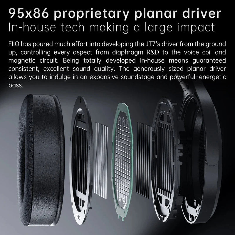 FiiO JT7 Open-Back Planar Headphones, Lightweight & Foldable Design