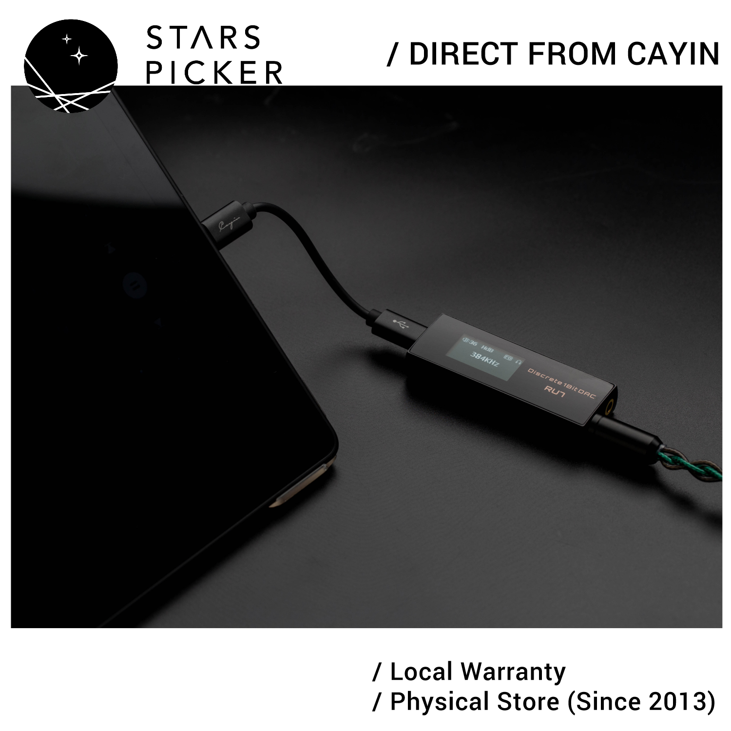 Cayin RU7 Discrete 1-Bit Portable Dongle DAC Headphone Amplifier with 3.5mm and 4.4mm