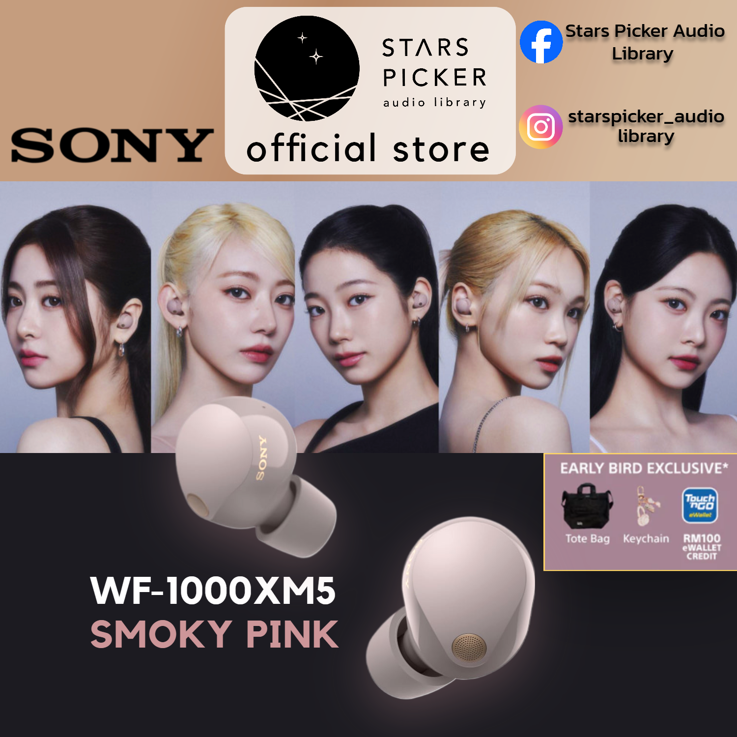Sony WF-1000XM5 - IPX4 Hi-Res LDAC BT Noise Cancelling Hi-Res TWS True Wireless Bluetooth Earphone