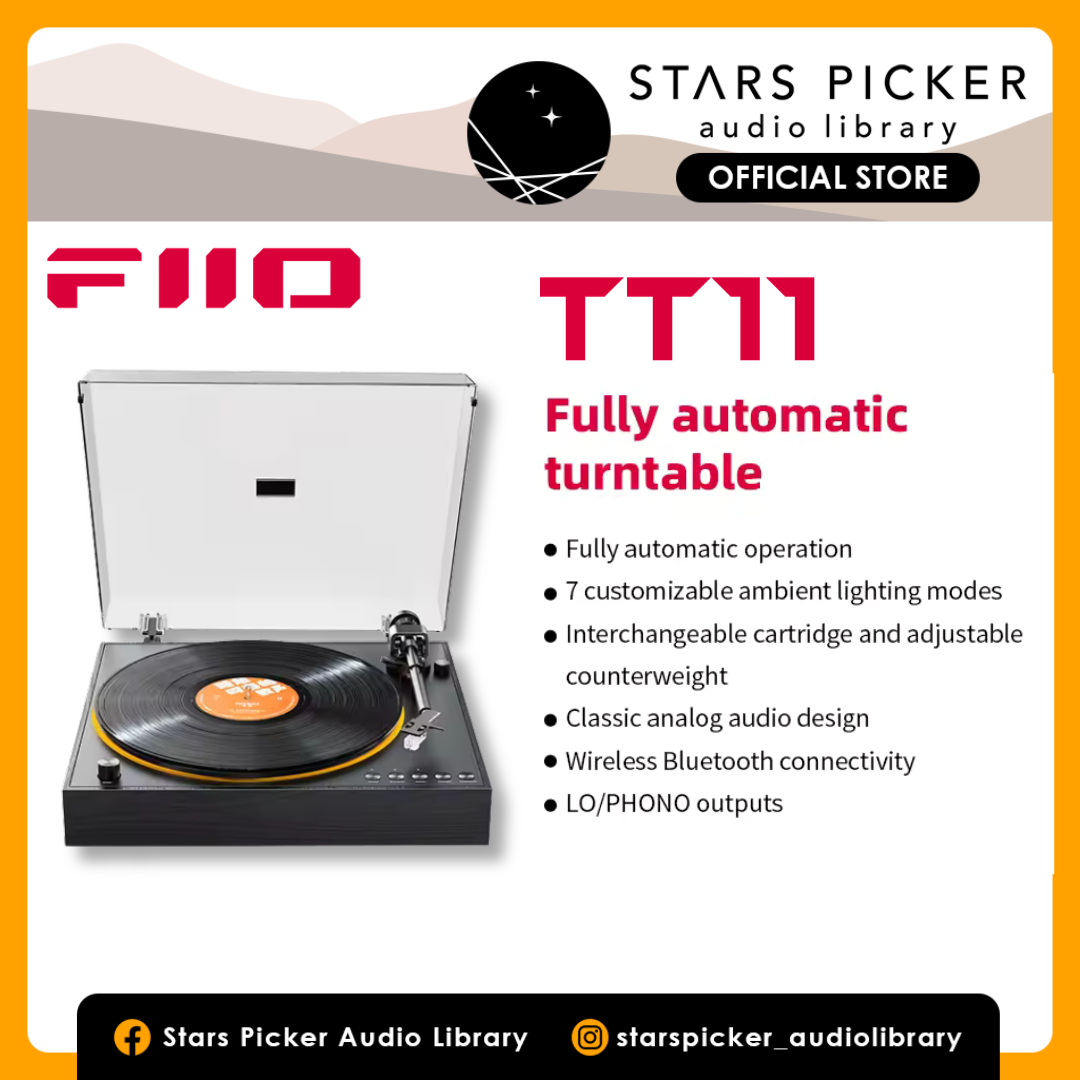 FIIO TT11 Fully Bluetooth Vinyl Automatic Turntable | Built-in Preamp | Line & Phono Output | 2-Speed (33/45 RPM)