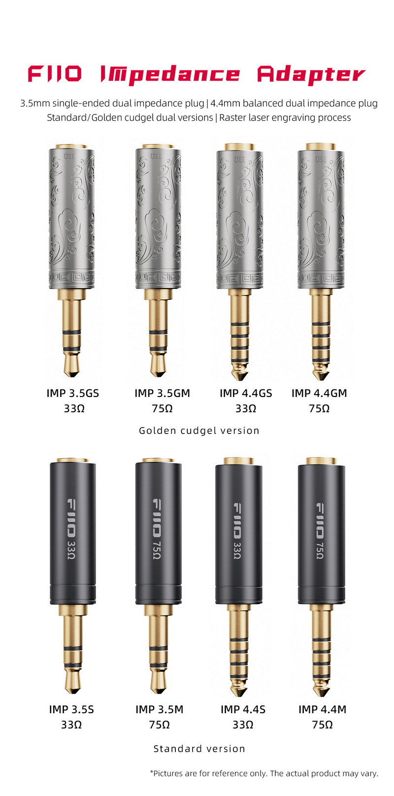 FiiO Impedance Adapter 3.5mm and 4.4mm, 33ohms & 75ohms option