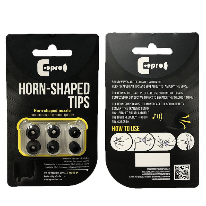 E Pro Horn-Shaped Tips EP00 Regular Series - Carbon Material Silicone Ear Tips Replacement IEM Earphone Epro E-Pro