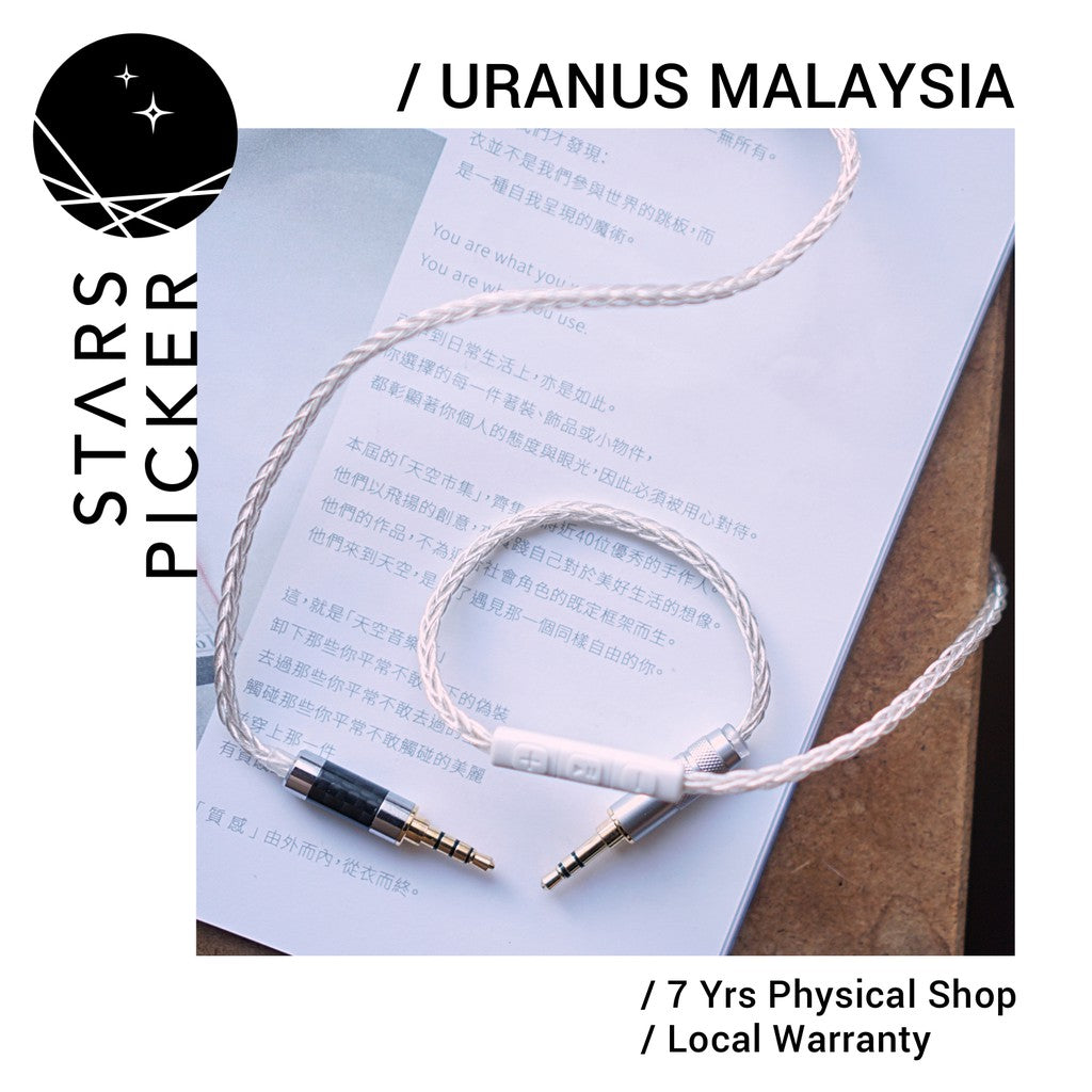 Uranus HP-807 SPOFC Teflon Braided (Dual 3.5mm / HD600 pin) Headphone Replacement Upgrade Cable