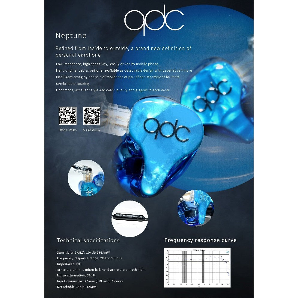 QDC Neptune - IEM Earphone Single Balance Armature BA driver Standard IEM In-Ear Monitors