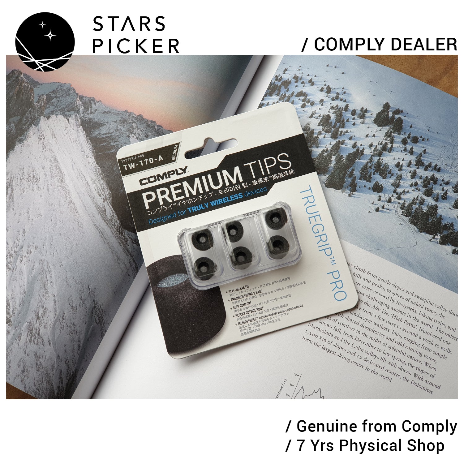 Comply (TW-170-A) Truegrip Pro Memory Foam Tip (38-17202-23) Eartips designed for TWS Truly Wireless Earphones.