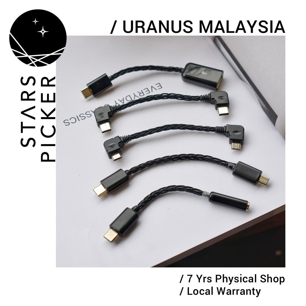 Uranus USB-8FOCC (12cm) - OTG Cable for USB Devices Micro to Micro USB / C | C to C USB Cable for DAC OTG