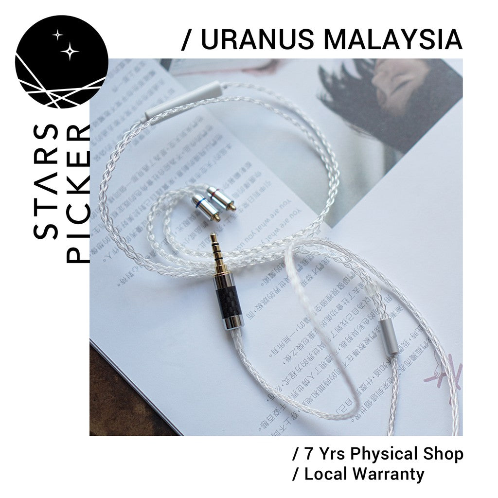 Uranus IEM-807 SPOFC Teflon (1.2m) - Cable Upgrade Replacement for IEM Earphone w / w.o Microphone Silver Plated Copper