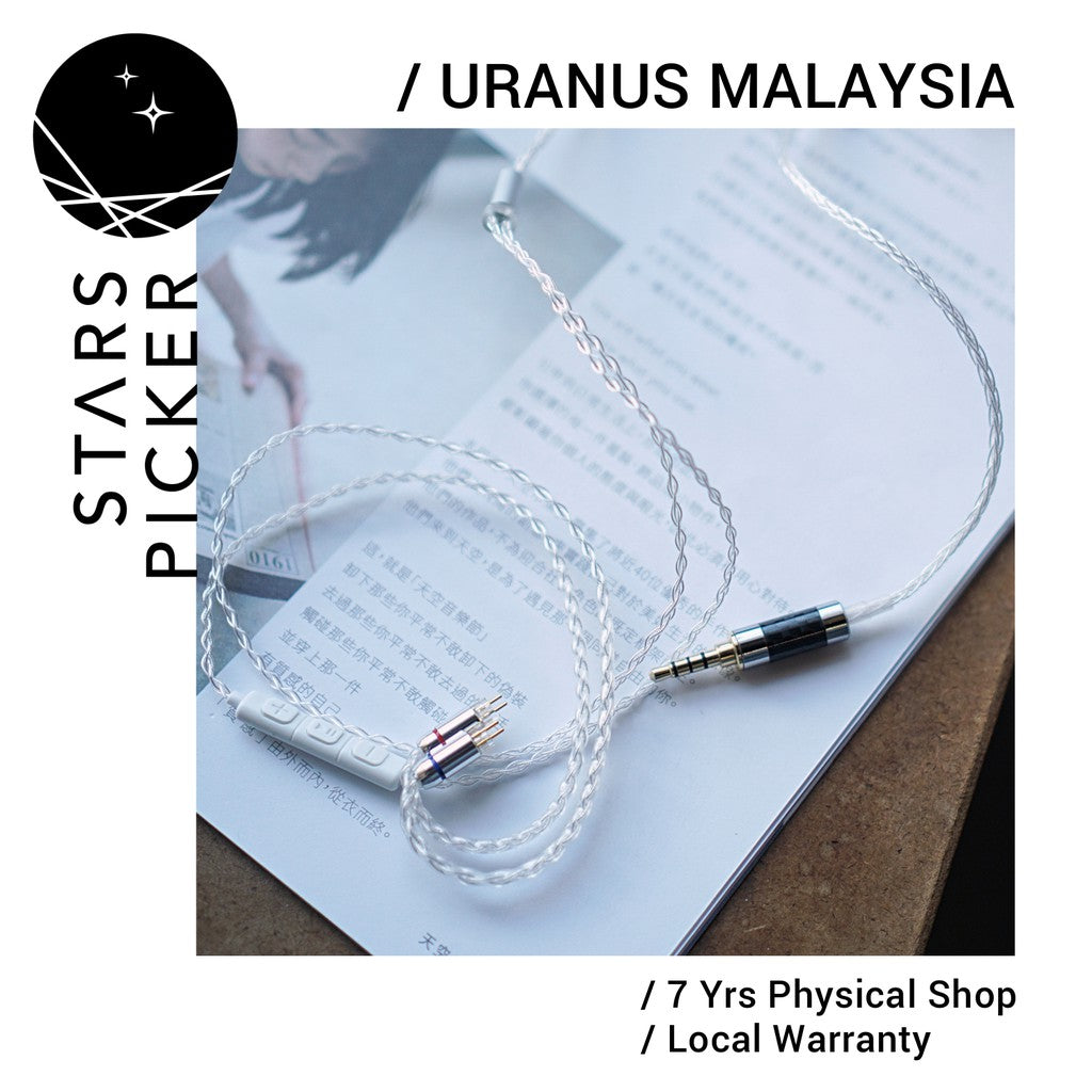 Uranus IEM-807 SPOFC Teflon (1.2m) - Cable Upgrade Replacement for IEM Earphone w / w.o Microphone Silver Plated Copper