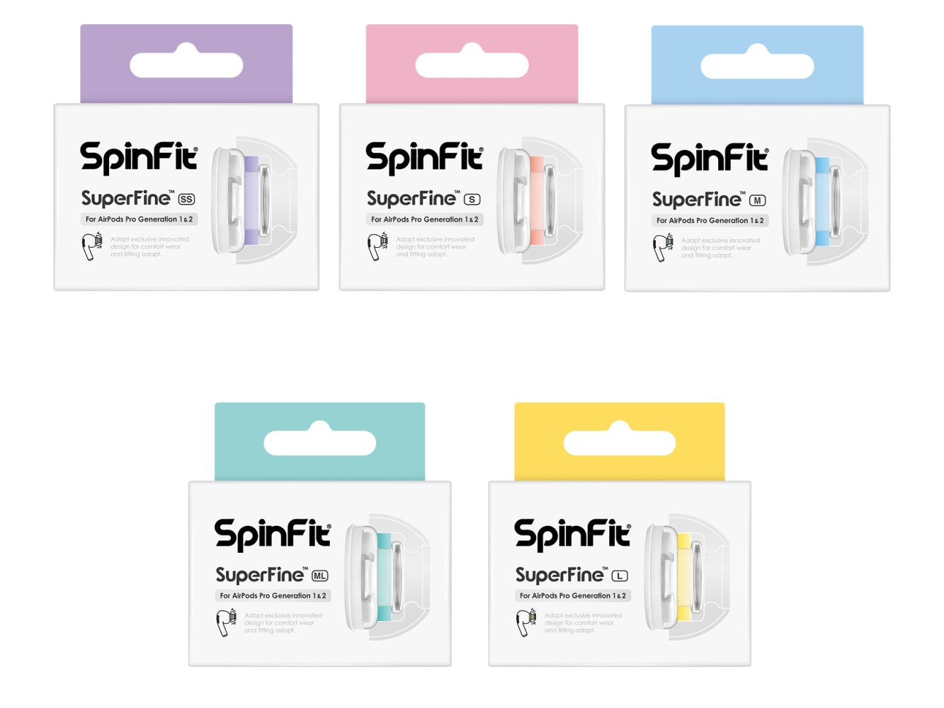 Spinfit SuperFine (CP1025+CPA11) - AirPods Pro 1/2 APP 3rd Party Upgrade Replacement Ear Tip IP54 Mesh Protector