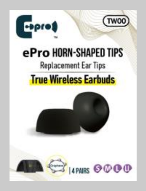 E Pro Horn-Shaped Tips TW01 - Carbon Material Silicone Ear Tips for True Wireless IEM Earphone TWS Epro E-pro Eartips