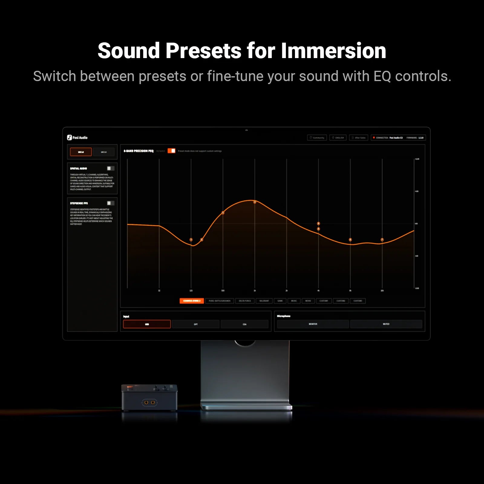 Fosi Audio C3 StepSense AI Gaming DAC and Headphone Amplifier