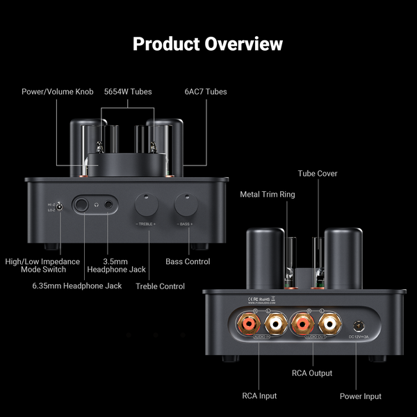 Fosi Audio GR70 Tube PreAmp & Headphone Amp